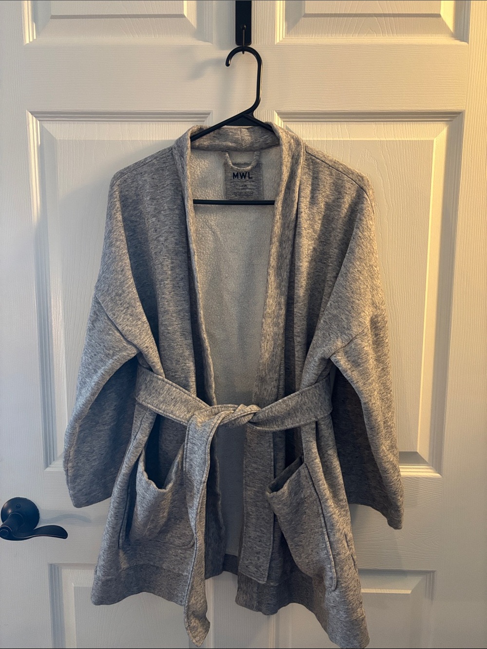 Madewell Gray Open Front Belted Cardigan